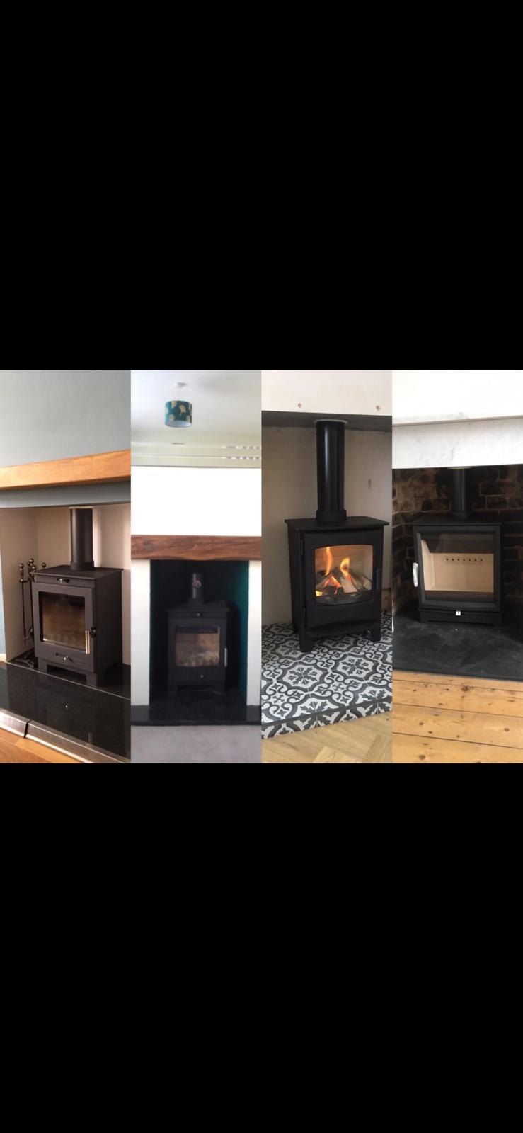 Freestanding stove with ceiling-mounted flue